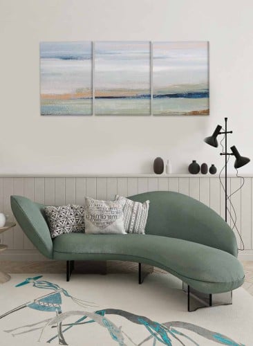 طقم من ٣ لوحات كانفاس على إطار خشبي بتصميم فن تجري...