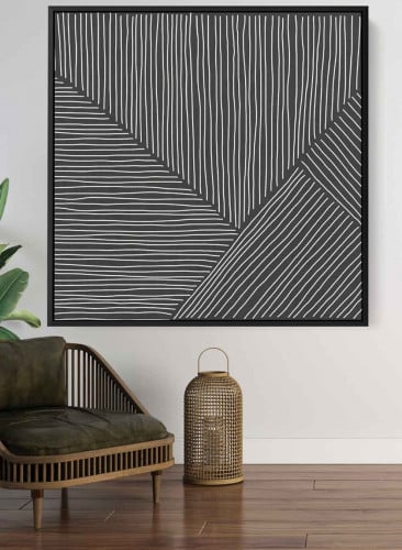 لوحة كانفاس مربع على إطار خشبي، تصميم فن تجريدي ،...