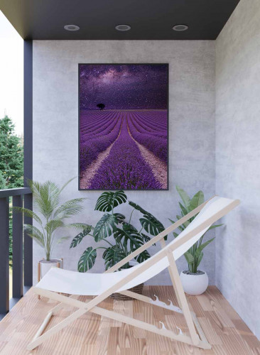 لوحة كانفاس على إطار خشبي، تصميم حقول اللافندر، لل...