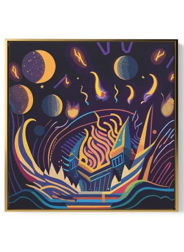 لوحة كانفاس على إطار خشبي بالفن التصوري لتصميم احت...