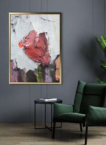 لوحة كانفاس على إطار خشبي بتصميم نمط فنى ملون