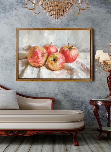 لوحة كانفاس على إطار خشبي بإطار خارجي باللون الخشب...