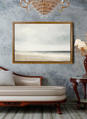 لوحة كانفاس على إطار خشبي بإطار خارجي باللون الخشب...