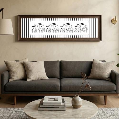لوحة كانفاس على إطار خشبي بإطار بني ڤينتج بتصميم ورود