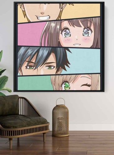 لوحة كانفاس على إطار خشبي بتصميم أنمي مجموعة من ال...