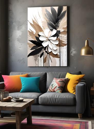 لوحة كانفاس على إطار خشبي بتصميم فن تجريدي من النب...