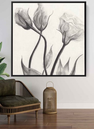 لوحة ازهار كانفاس مربعه بتصميم زهور جميله