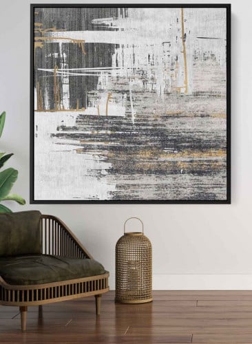 لوحة كانفاس مربع على إطار خشبي، تصميم فن تجريدي، ل...