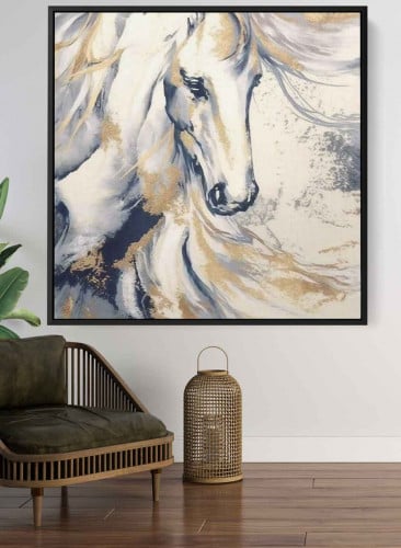 لوحة كانفاس مربع على إطار خشبي، تصميم فن زيتي للخي...