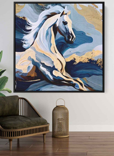 لوحة كانفاس مربع على إطار خشبي، تصميم فن تجريدي لح...