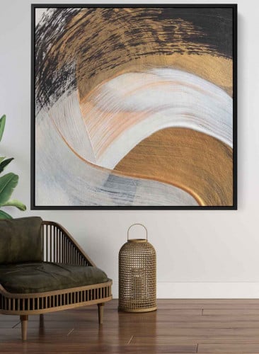 لوحة بتصميم فن زيتي لأمواج من الألوان