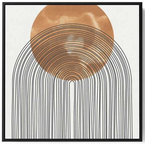 لوحة الشمس كانفاس بتصميم فن تجريدي للشمس مع منحنيا...