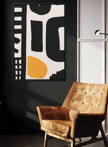 لوحة كانفاس على إطار خشبي بتصميم نمط أشكال فنية