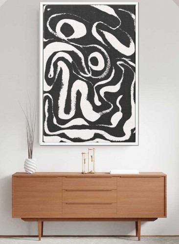 لوحة كانفاس على إطار خشبي بتصميم نمط فني مونوكروم