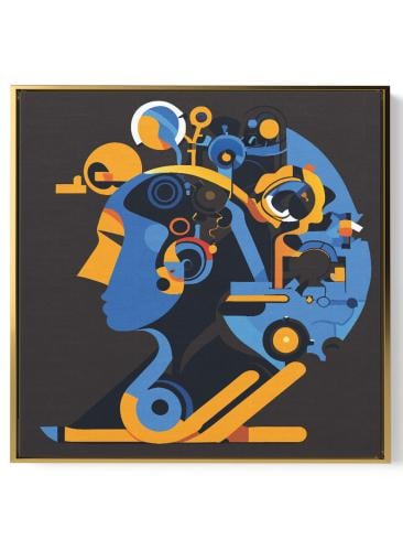 لوحة كانفاس على إطار خشبي بالفن التصوري لتصميم فن...