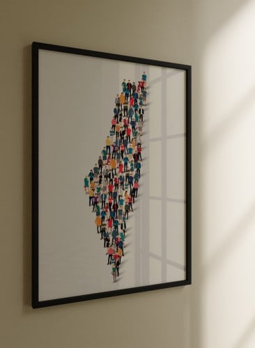 لوحة خريطة فلسطين بتصميم تمثيل بشري