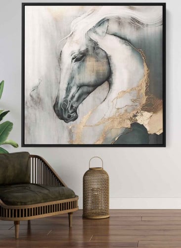 لوحة كانفاس مربع على إطار خشبي، تصميم فن زيتي للخي...