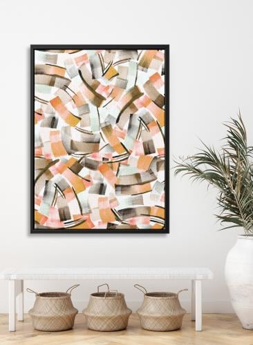 لوحة كانفاس على إطار خشبي بتصميم نمط فنى ملون