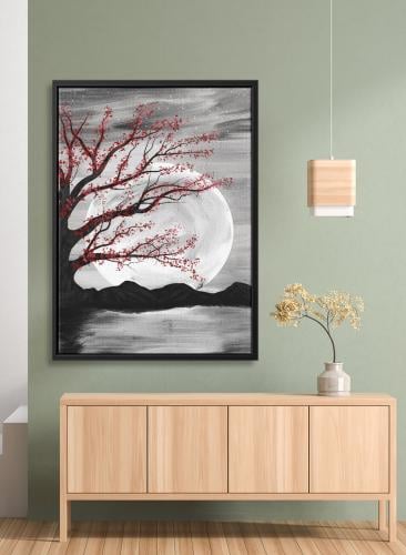 لوحة كانفاس على إطار خشبي بتصميم ضوء القمر