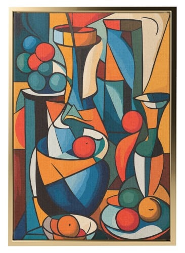 لوحة كانفاس على إطار خشبي بتصميم فن تجريدي مزهرية...