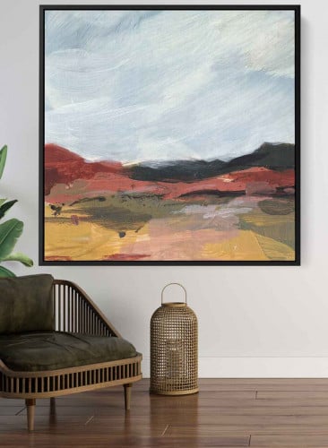 لوحة كانفاس مربع على إطار خشبي، تصميم فن تجريدي لل...