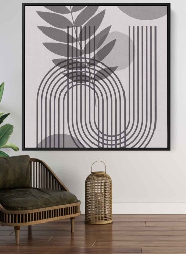 لوحة كانفاس على إطار خشبي بتصميم فن لخطوط و زهور