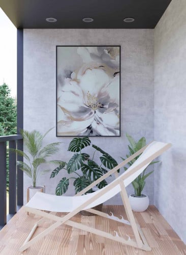 لوحة كانفاس على إطار خشبي، تصميم نمط زهور مميز، لل...