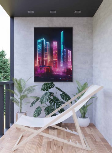 لوحة كانفاس على إطار خشبي، تصميم ليلة فى المدينة،...