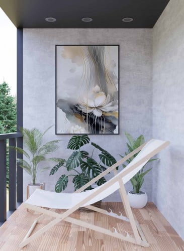 لوحة كانفاس على إطار خشبي، تصميم نمط زهرة مميزة ،...