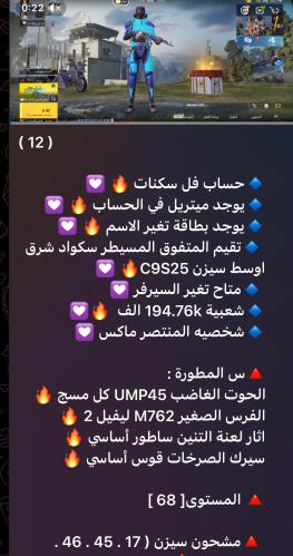 حساب ببجي عالمي رقم s91