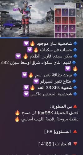 حساب ببجي عالمي رقم s118