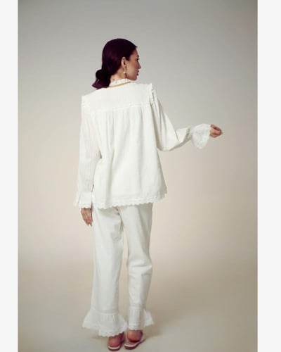 بجامة قطن طبيعي100% مبطن مع شريطه مخمل