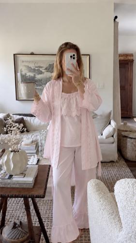 3 Pieces Cotton Pajamas Pink