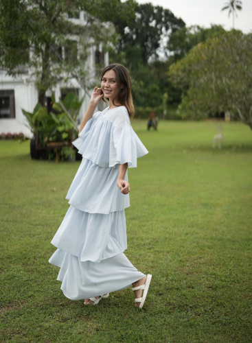 100% natural cotton dress, distinctive blue color