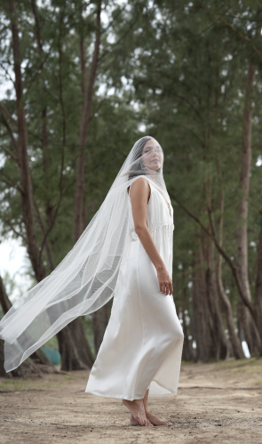 فستان ناتالي حرير طبيعي 100٪ ابيض