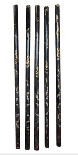 ناي للمبتدئين بلاستيك أسود بالذهبي