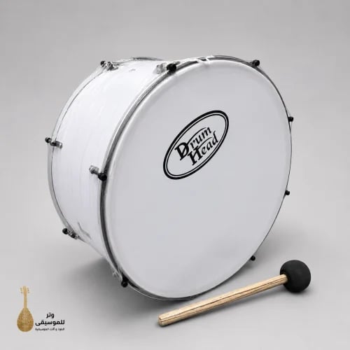 Large white playground drum with stick - sturdy and lightweight with clear sound - ideal for playgrounds