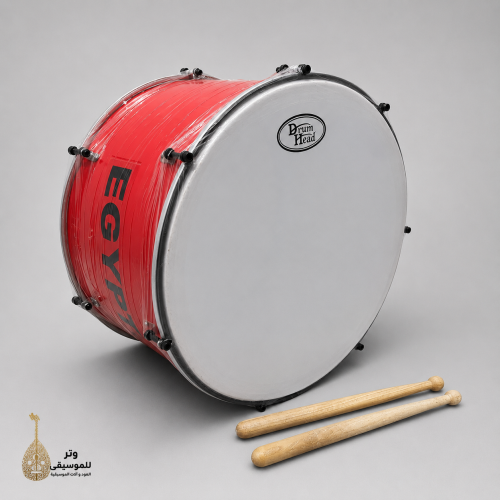 Red middle stadium drum with stick - sturdy and lightweight with clear sound - ideal for stadiums