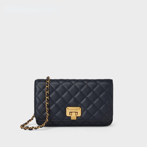 Charles & Keith Quilted Flip-lock Clutch - Black