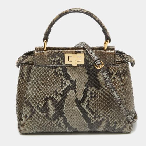 Fendi Grey Python Leather Small Peekaboo Bag With...