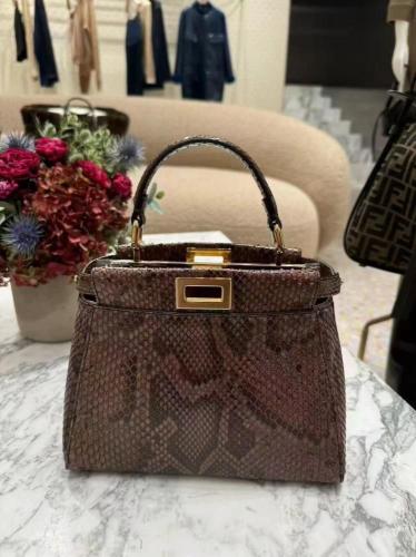 Fendi Python Leather Small Peekaboo Bag With Gold...