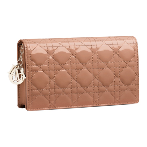 Lady Dior Pouch Nude patent Cannage leather