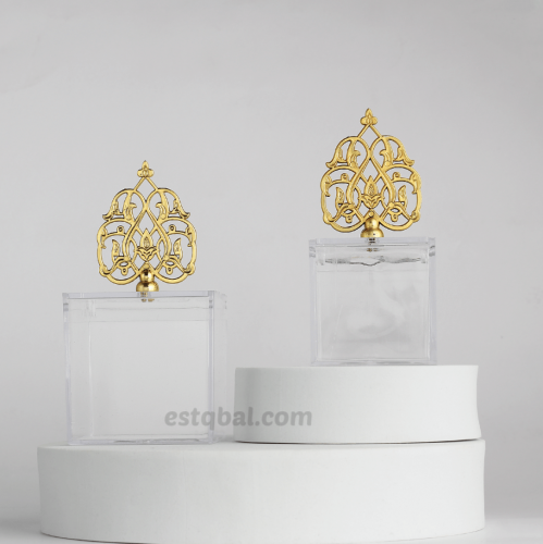 درزن 12 قطعة علب اكريليك تاج ذهبي ES133