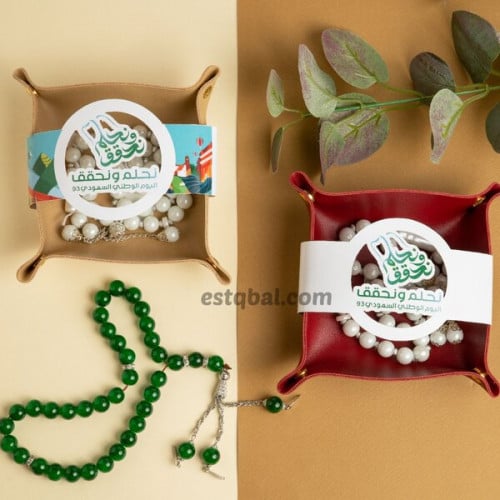 درزن 12 قطعة صحن جلد مع سبحة