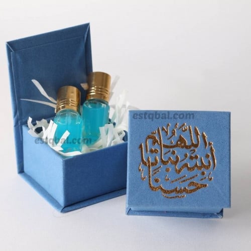 علبة مخمل+ تولة مسك البودر سماوي