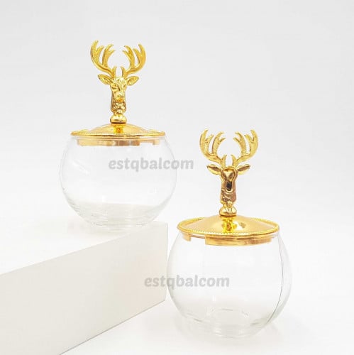 2 حبة فازة زجاج مع غطاء راس غزال