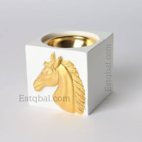 درزن 12 قطعة مبخرة جبس ثيم حصان ذهبي