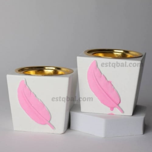 درزن 12 قطعة مبخرة جبس ثيم ريشة وردي