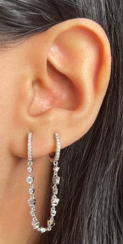 حلق سلسلة كبير فضي