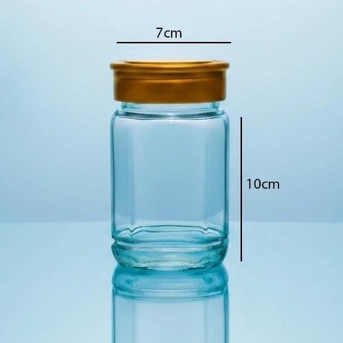 برطمان عسل زجاجي بغطاء ذهبي